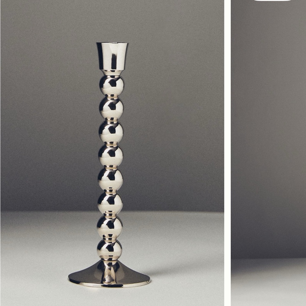 Anthropologie NIB “Sold Out” Set of 2 Small Silver Lumiere Candle Holders - Picture 3 of 12